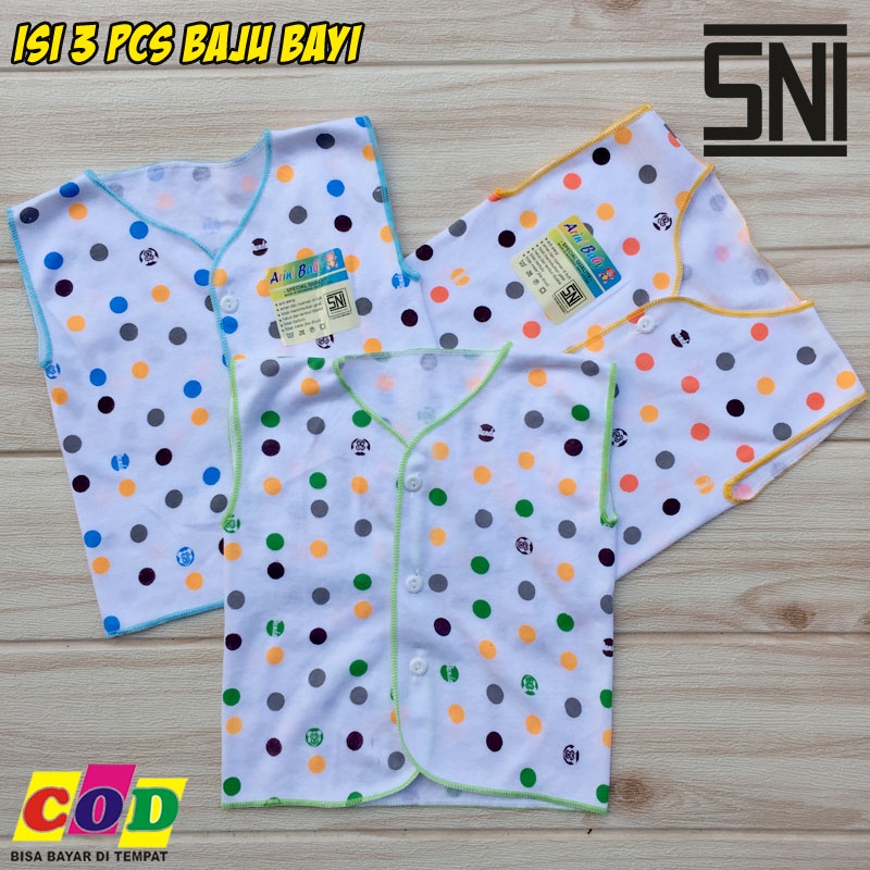 3 Pcs Baju Bayi Baru Lahir Lengan Kutung Kualitas Premium Ana Baby
