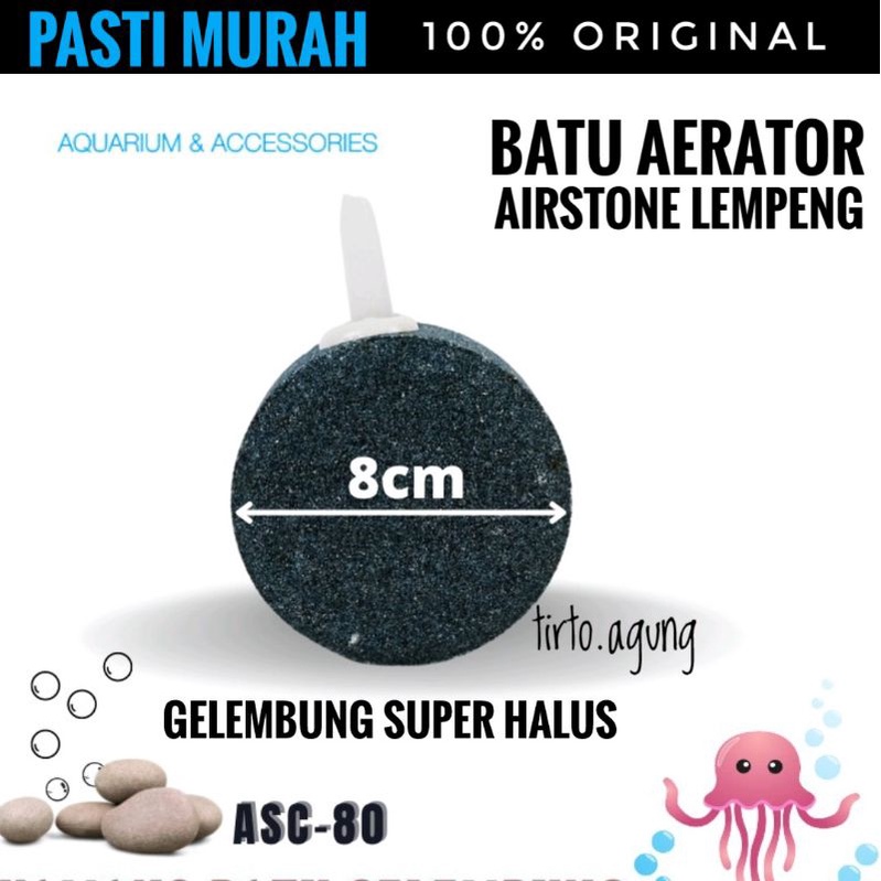 Yamano ASC 80 dan ASC 60 batu aerator airstone airpump bulat lingkaran asc80 asc60 pipih gepeng 8CM dan 6CM