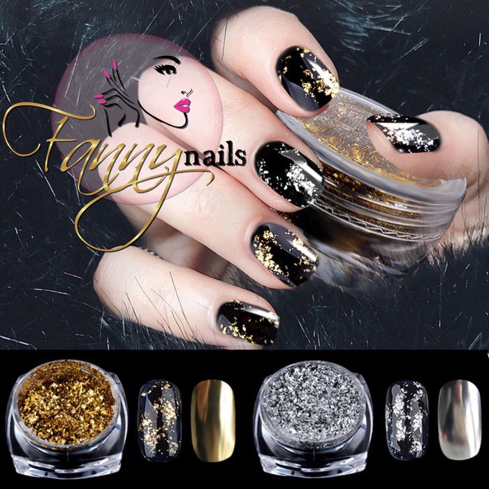 Gold silver flake flakes chrome nail art / bubuk emas nailart