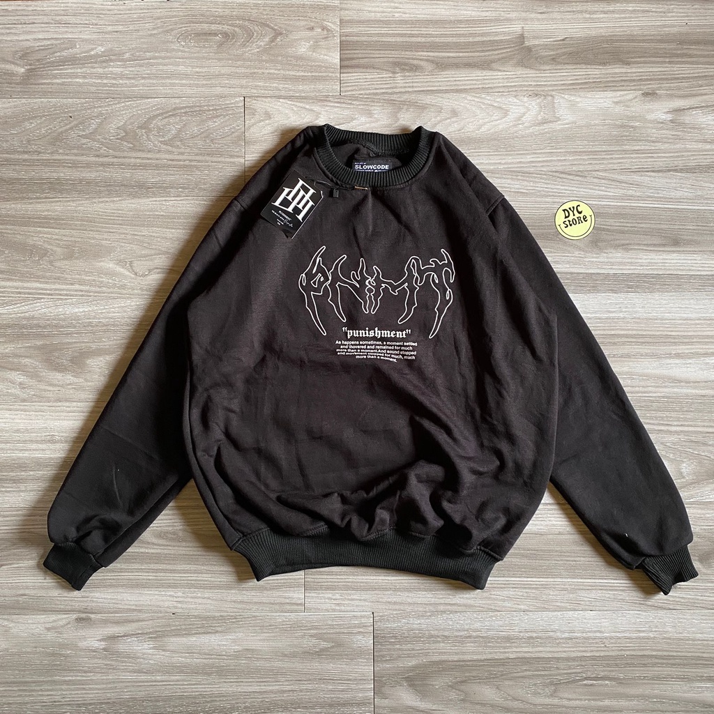 CREWNECK ORIGINAL PUNISHMENT SPESIAL ART STREEWEAR OVERSIZE BLACK