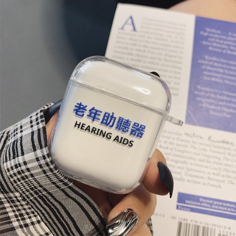 Casing Soft Case TPU Transparan Motif Alat Bantu Pendengaran Untuk Airpods 1 / 2 Pro / 3