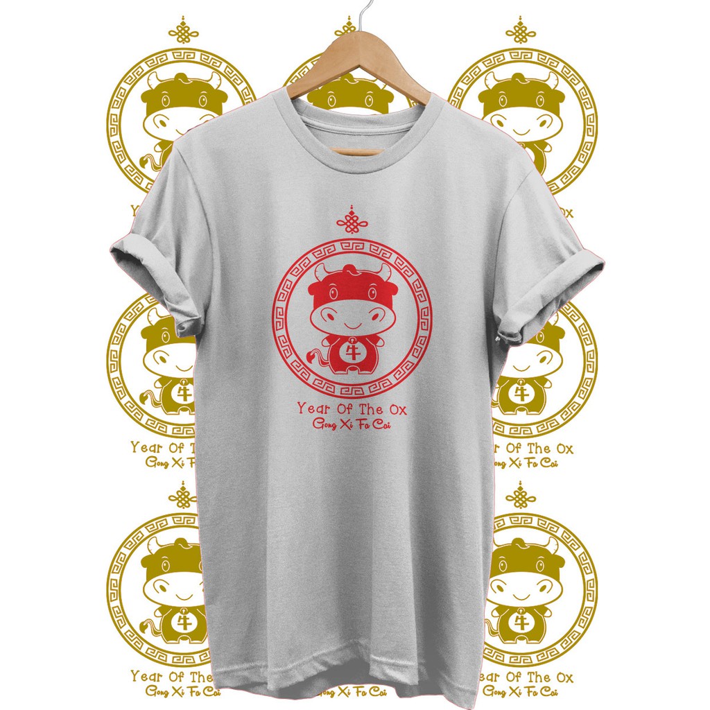 KAOS IMLEK YEAR OF THE OX GONG XI FA CAI BAJU SINCIA KATUN COMBED 30S