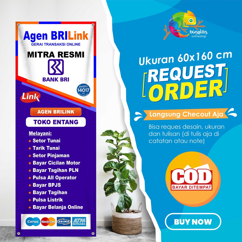 Size 60x160 Cm, Spanduk Banner Berdiri Agen Brilink Model A