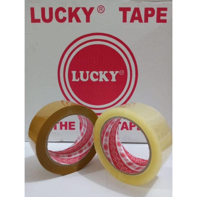 Lakban bening dan coklat 2 inch 45mm x 90 yard  Lucky Lakban kualitas bagus