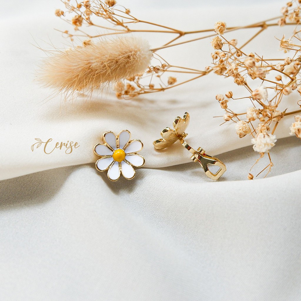 Aster earrings | Anting jepit korea bunga daisy cantik aksesoris wanita korean style trendy stylish