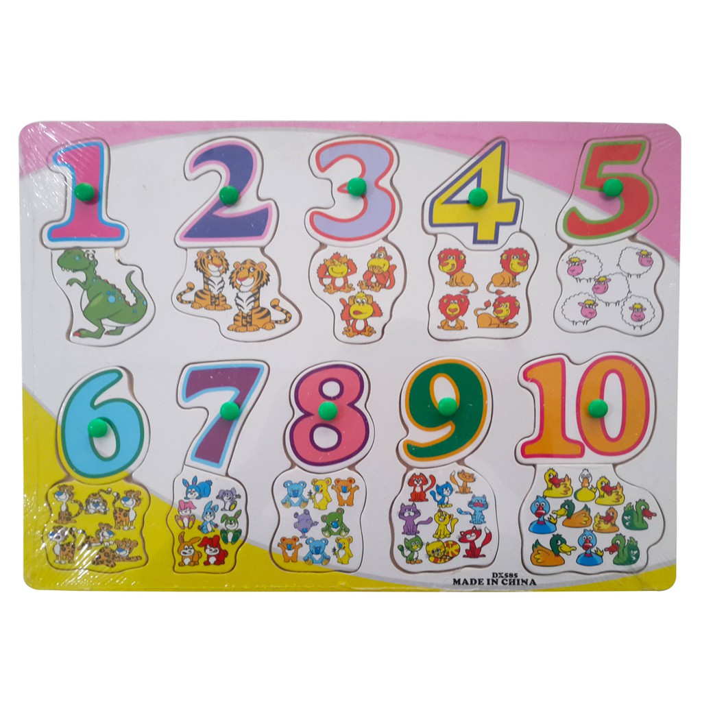 Puzzle Kayu Angka 1 10 Gambar Berhitung Wood Knop Mainan Edukasi Anak Shopee Indonesia