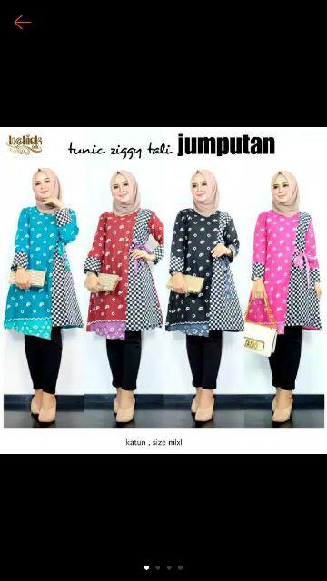 Tunik Batik Solo Cantik Atasan Batik Kantor Berkualitas Batik Wanita Murah Warna Merah Ori