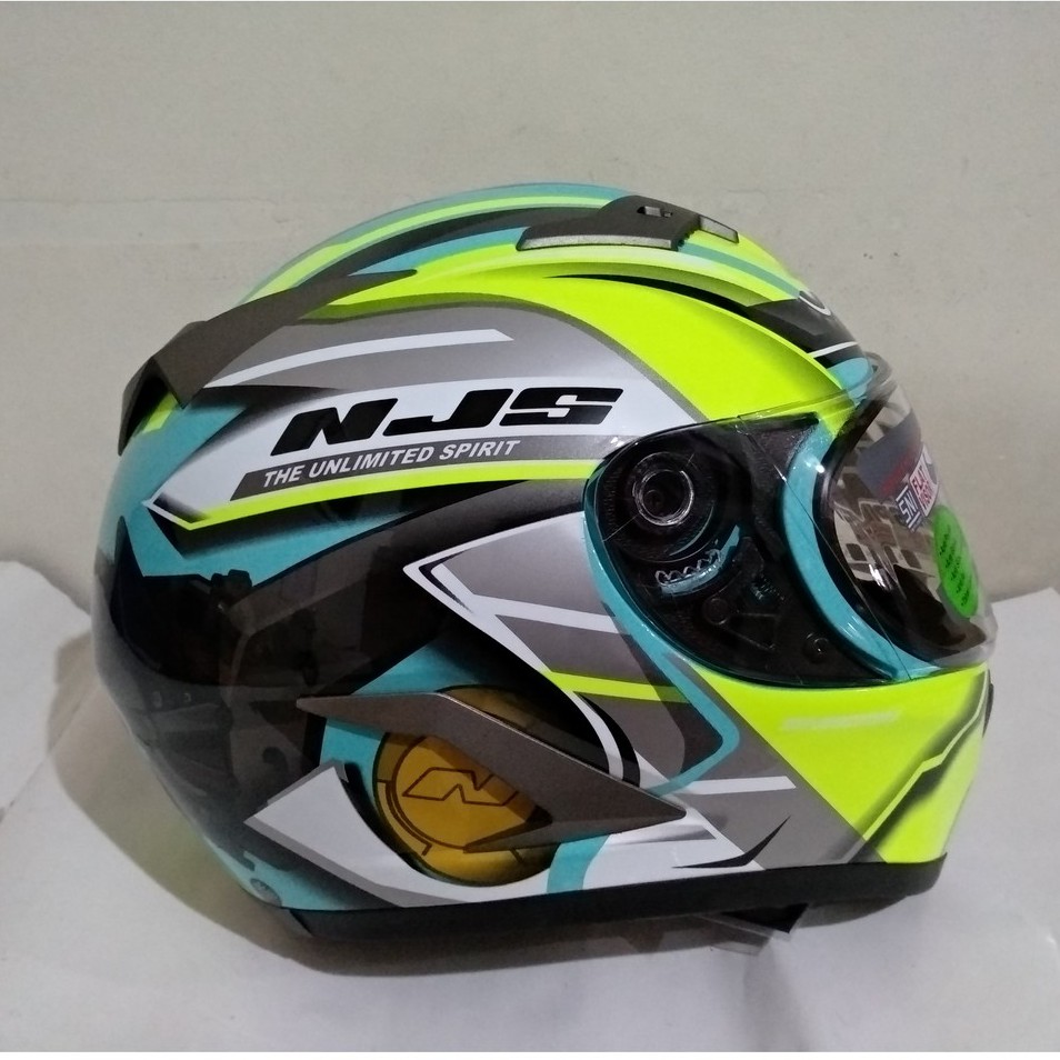 HELM  NJS SHADOW  MACHINE   JET GEEN  FLAT VISOR  FREE  TEAR OFF  CLEAR    PAKET  GANTENG