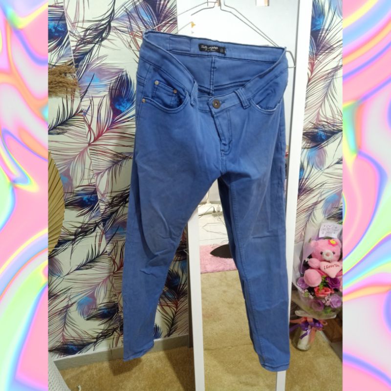 Bawahan Zara Woman biru / Celana panjang jeans blue / Celana denim wanita