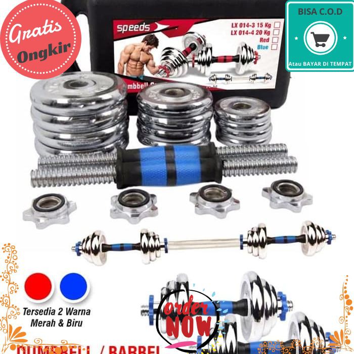 COD 257 Dumbell Barbel Set Max 15kg Tiang Angkat Beban Besi 15 Kg LX 014-3 Box Alat Fitness GYM