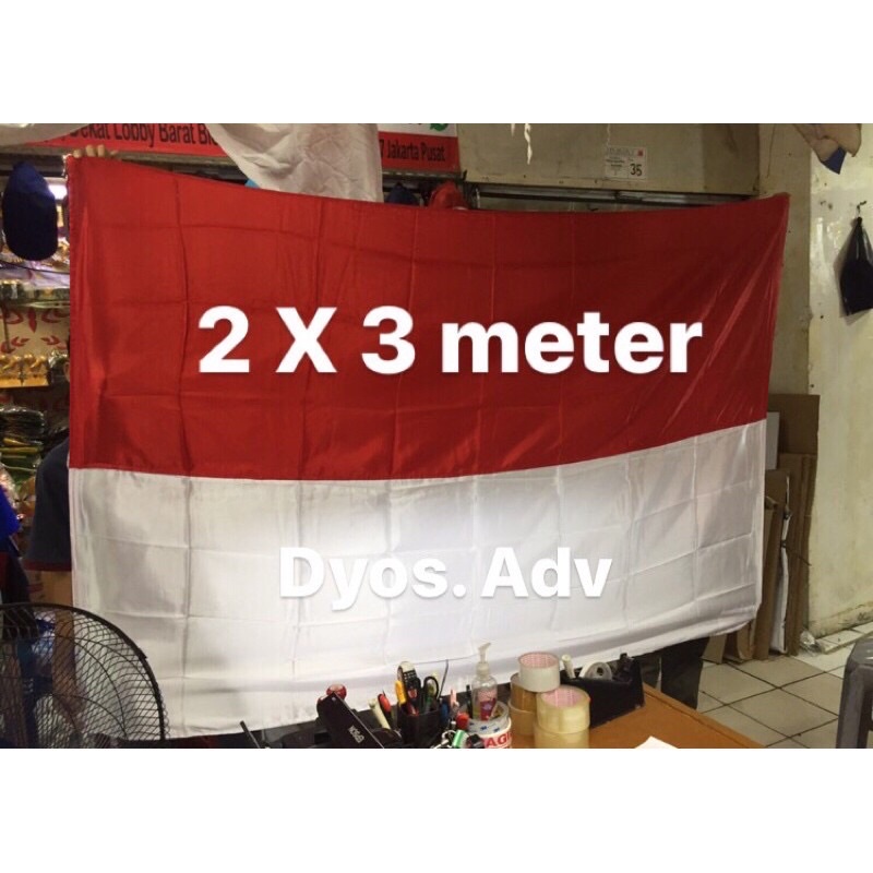 Bendera merah putih premium (bahan satin) 2x3 meter