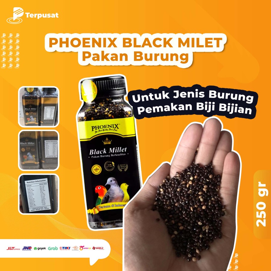 Makanan Burung Pakan Burung Kenari Lovebird Puter Tekukur Phoenix Black Milet Hitam Premium