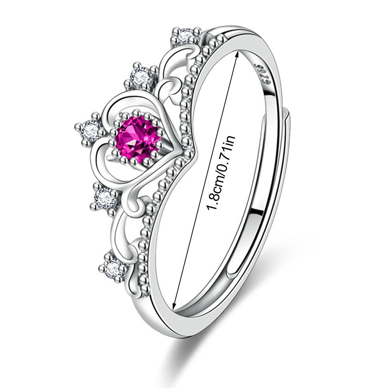 Cincin Model Terbuka Desain Mahkota Hias Berlian Adjustable Untuk Wanita