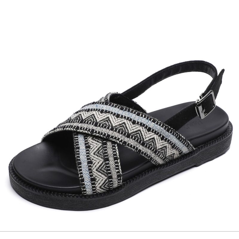 Sandal Wanita Wedges Import Kanvas Tribal Terbaru Kekinian Korean Style Sendal Cewek Jeje Kasual Sandal Wedges Wanita FLORIDA Import Balance 238-1 Bisa Cod