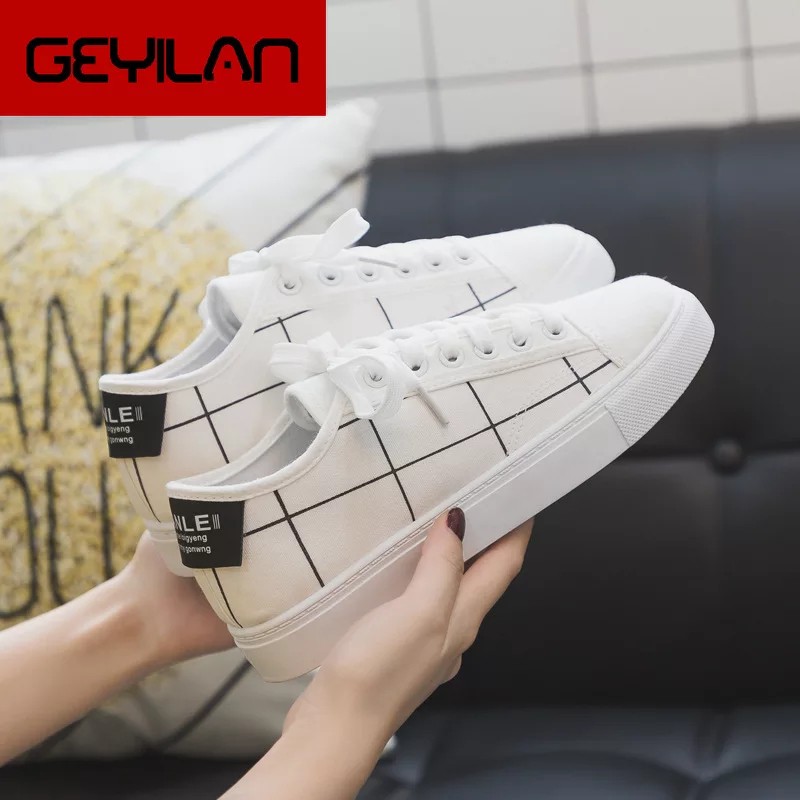 REFFI SEPATU WANITA SNEAKERS ELENNA KOREA SEPATU SEKOLAH WARNA MERAH HITAM PUTIH