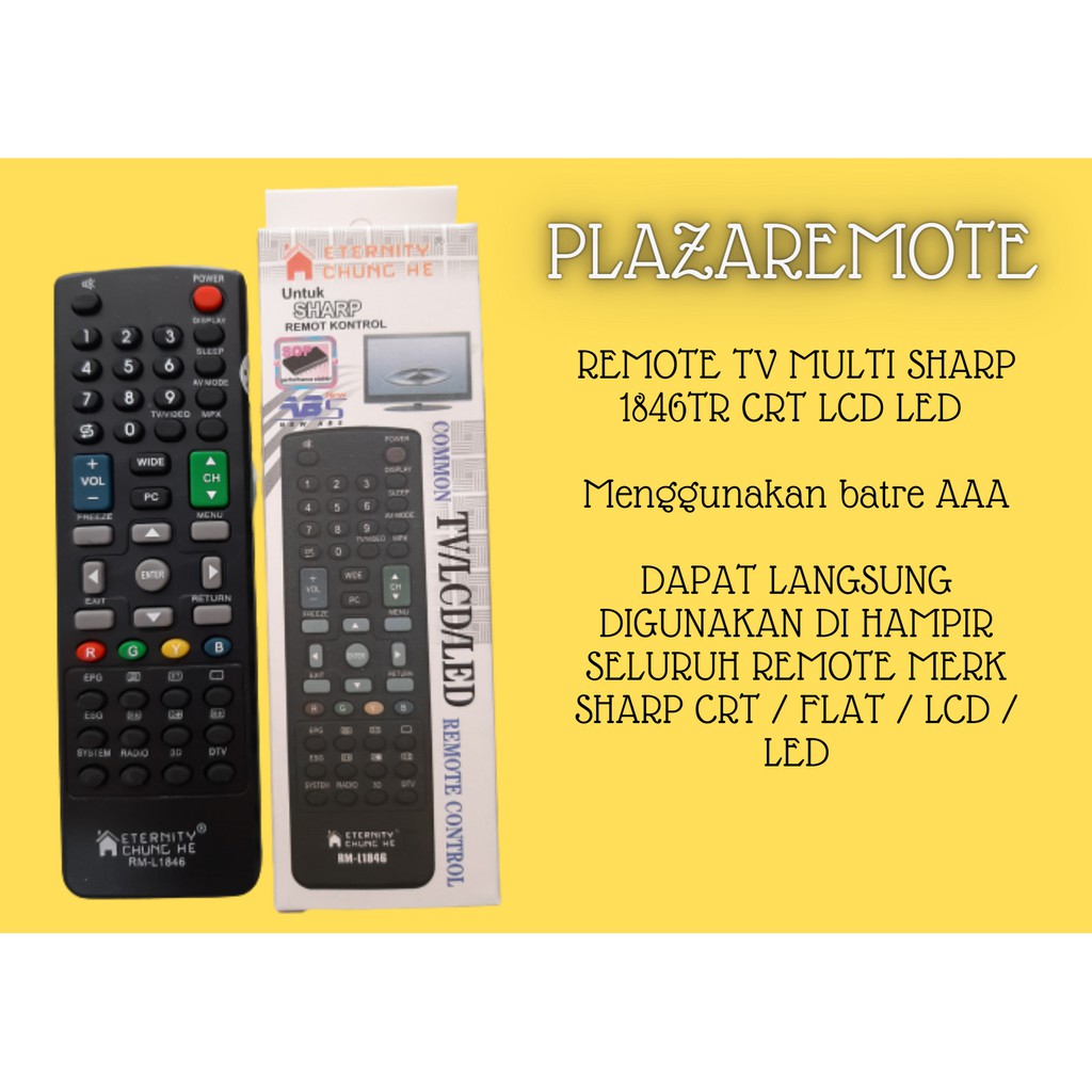 REMOTE SHARP TV LCD LED CRT 1846