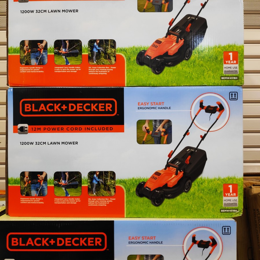 Mesin Potong Rumput Dorong Listrik Black Decker 1200W 32cm Lawn Mower