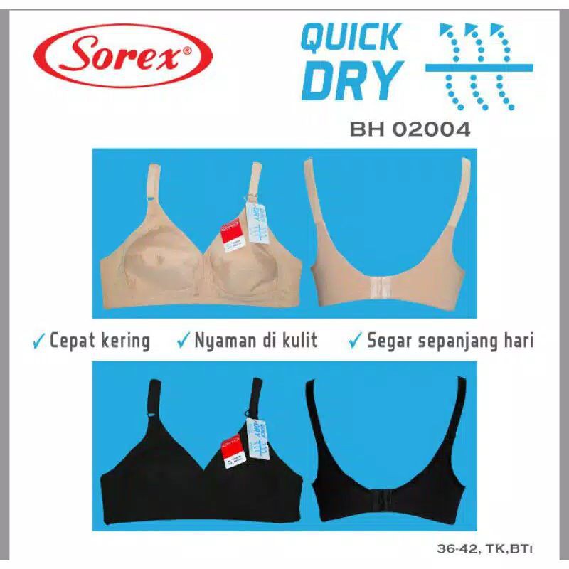 SOREX Bra Basic QUICK DRY 02004 Busa tipis tanpa kawat CUP BESAR