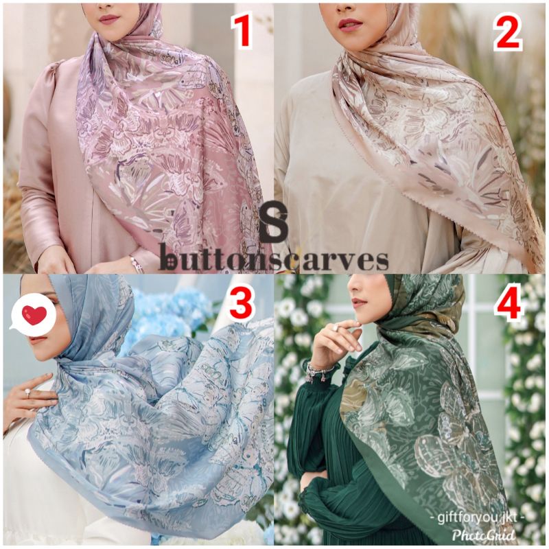 Buttonscarves The Farsha Satin Shawl Jilbab Hijab Button Scarves Kerudung Premium Scarf Original