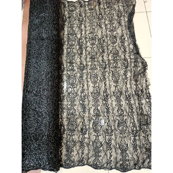 Brukat tile chantily lace payet sequin