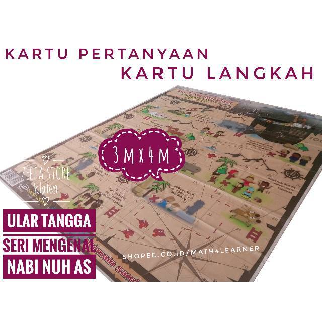 [3 m x 4 m] Ular Tangga Anak Sholeh Seri Mengenal Nabi Nuh As Ukuran XL Karpet Jumbo Raksasa