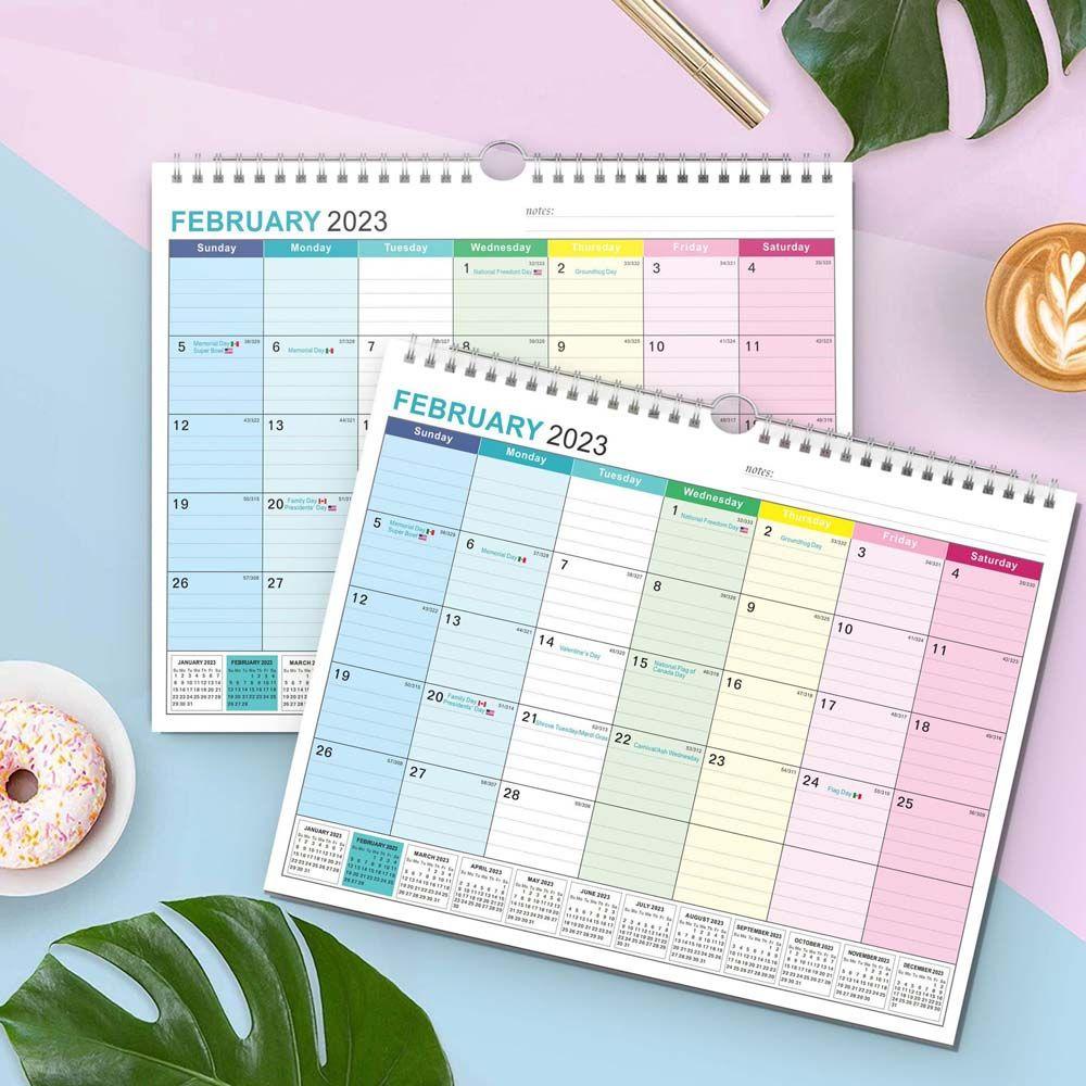 LANFY 2022-2023 Kalender Inggris Siswa Dekorasi Meja Loose-leaf Table Planner Sekolah Kantor Coil Calendar