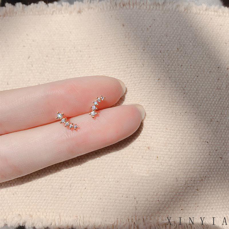 Xia.id Anting Tusuk Gantung Desain Geometri Hias Zircon Gaya Simple Untuk Wanita