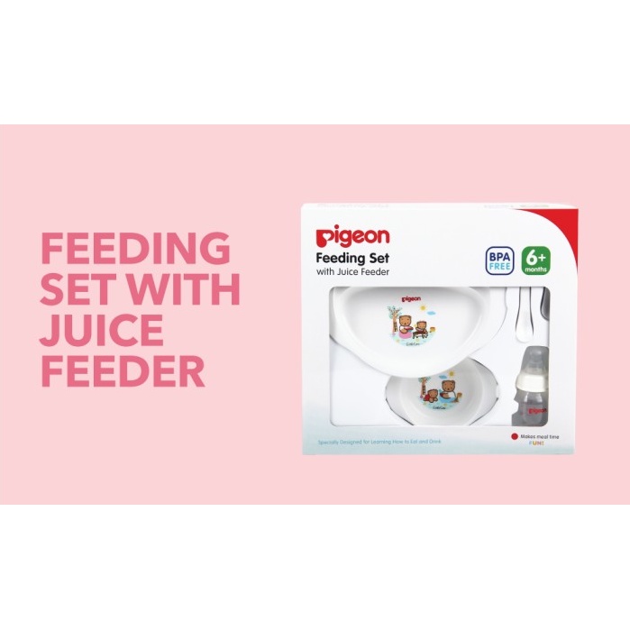 PIGEON FEEDING SET WITH JUICE FEEDER | Perlengkapan Makan Bayi