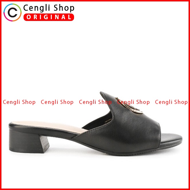 SANDAL HEEL WANITA HUSH PUPPIES ORIGINAL HEELS KULIT ASLI HITAM HW09