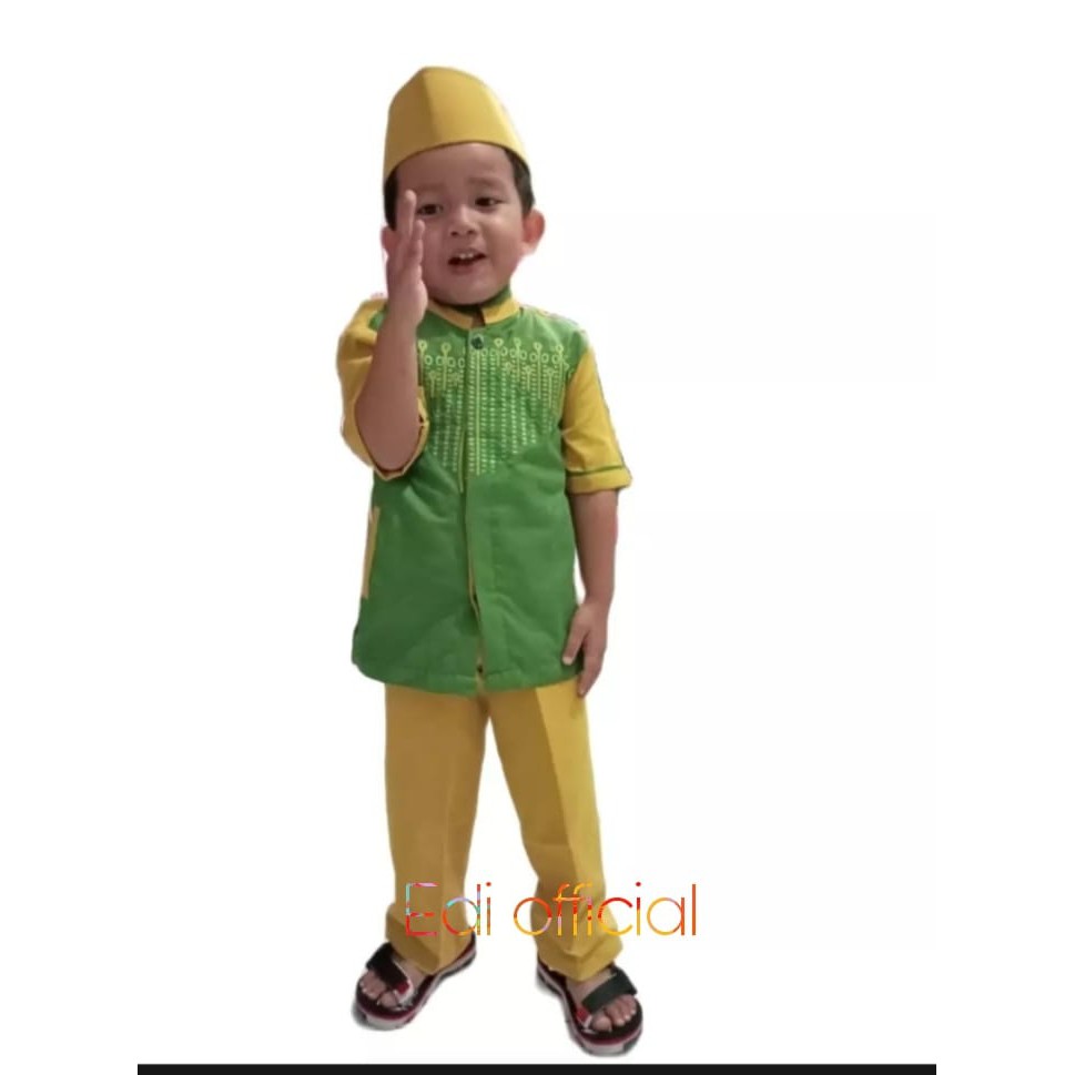 Stelan Anak Laki Laki /Stelan Koko Anak Bordis ( Baju,Celana,Peci ) 1-10 TAHUN