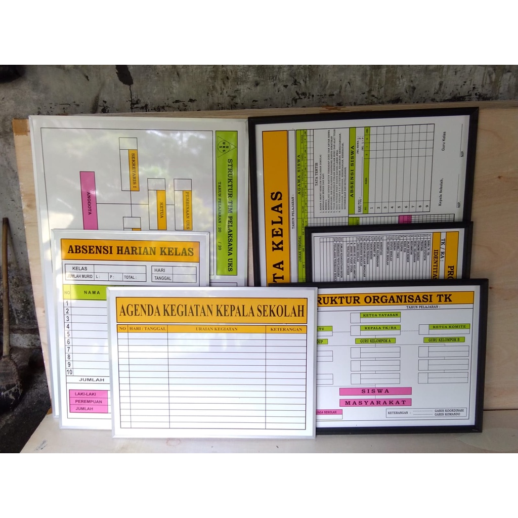 Papan Data multiplek 80 x 60 cm list alumunium. papan data paud tk lengkap murah