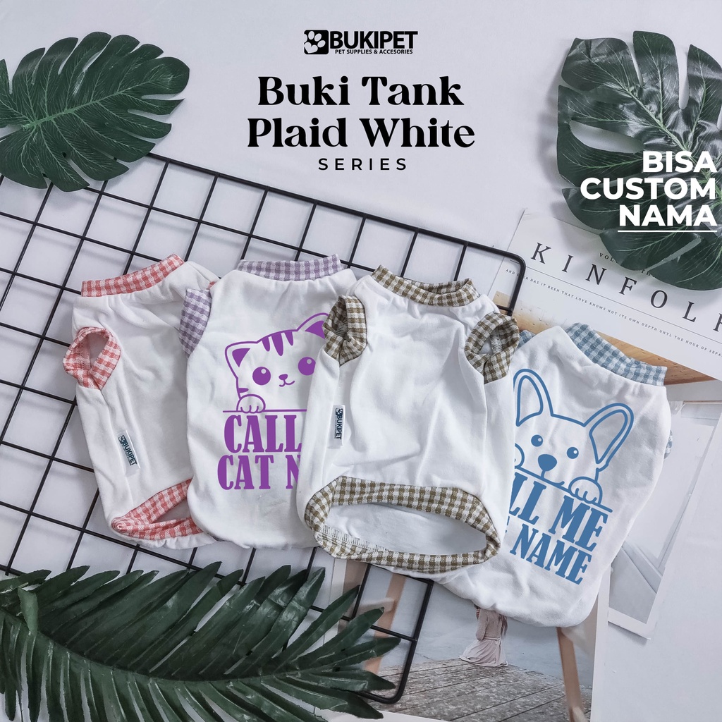 Baju kucing anjing kelinci monyet lucu murah aksesoris hewan kecil - BUKI TANK WHITE SERIES