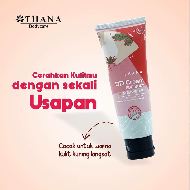 Thana DD Body Cream Strawberry By Khadijah Azzahra MUA Lotion Whitening BPOM dengan Ekstrak Strawber