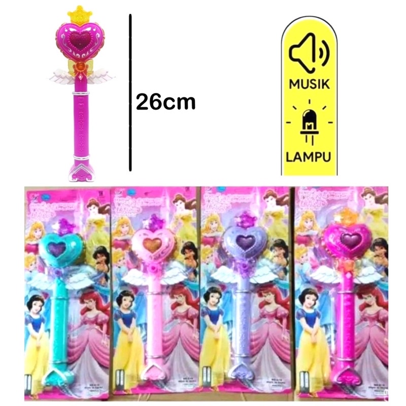 mainan tongkat peri magic wand mahkota projection tongkat sihir pwan princess wand lampu suara besar / kecil