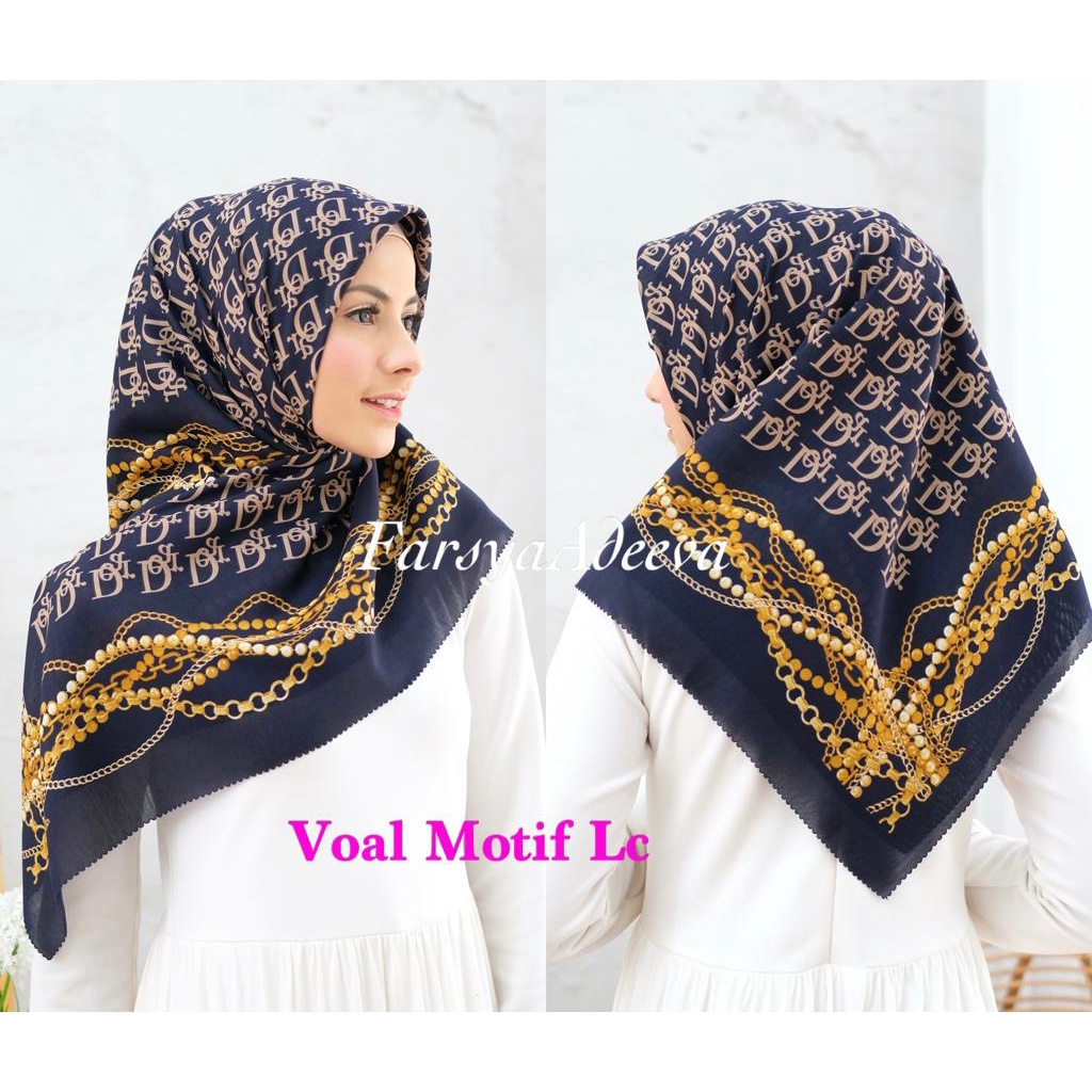 SEGI EMPAT MOTIF TERBARU HIJAB SEGI EMPAT MOTIF DEENAY  LASERCUT  TERMURAH DAN TERLARIS NAYLA HIJA'B-DEAR RANTAI NAVY