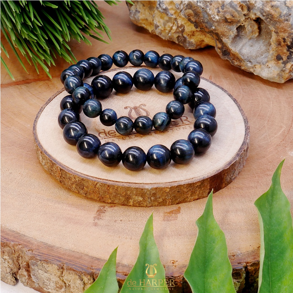 Gelang Batu Simply Full Blue Tiger Eye / Hawk Eye