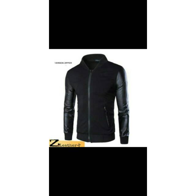 jaket semi kulit kombi sweter BF3 hitam- jaket motor sweter