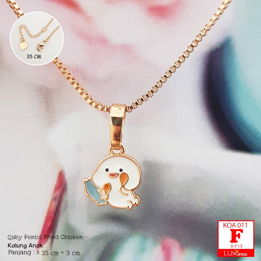 KOA 011 Kalung Anak Lucu Cat Enamel Perhiasan Anak Kalung Lapis Emas Imitasi Aksesoris Quby Pentol Lucu Kalung Anak Pendek 35 cm Aksesoris Anak Luxx Xuping