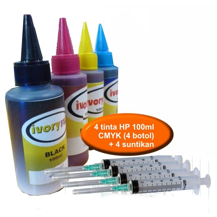 satu set tinta HP 4 warna paket untuk refill HP 1050 2676 1515 2135 3635 GT5810 GT5820 dan lainnya