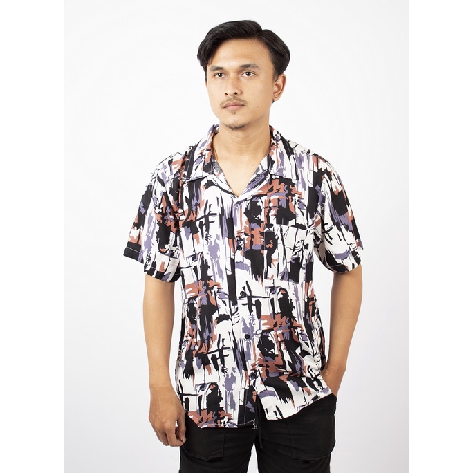 FORTGLASS HAWAI COLOUR KEMEJA PRIA BAJU PANTAI COWO BALI REGGAE COWO PENDEK SANTAI RAYON HALUS