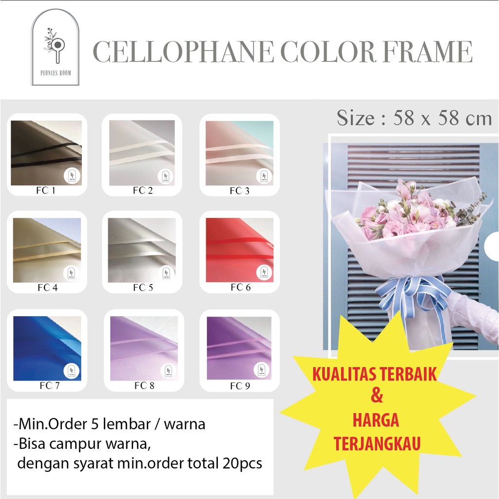 

KERTAS BUNGA FLOWER WRAPPING PAPER KERTAS CELLOPHANE WRAPPING PAPER COLOR FRAME KERTAS BUKET PEONIES ROOM