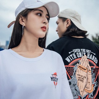 Retro Besar Cetak Tren Siswa Lengan Pendek Tren Kasual