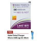 Log On Baterai OPPO Neo 9 / A37  4000 mAh Free Kabel Ori Logon