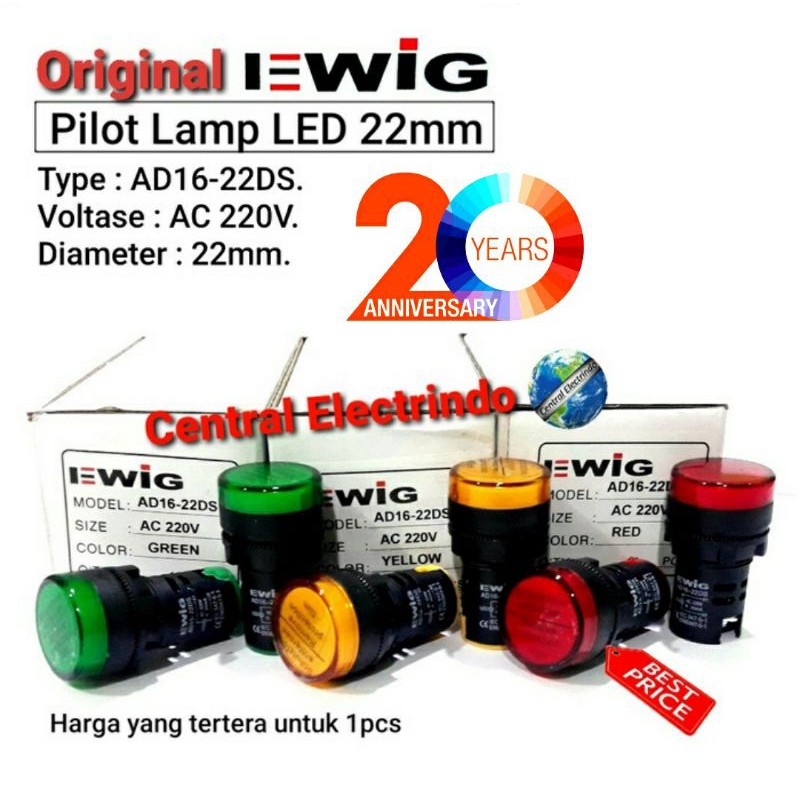 Pilot Lamp Led AD16 22DS 22mm AC 220V EWIG PREMIUM