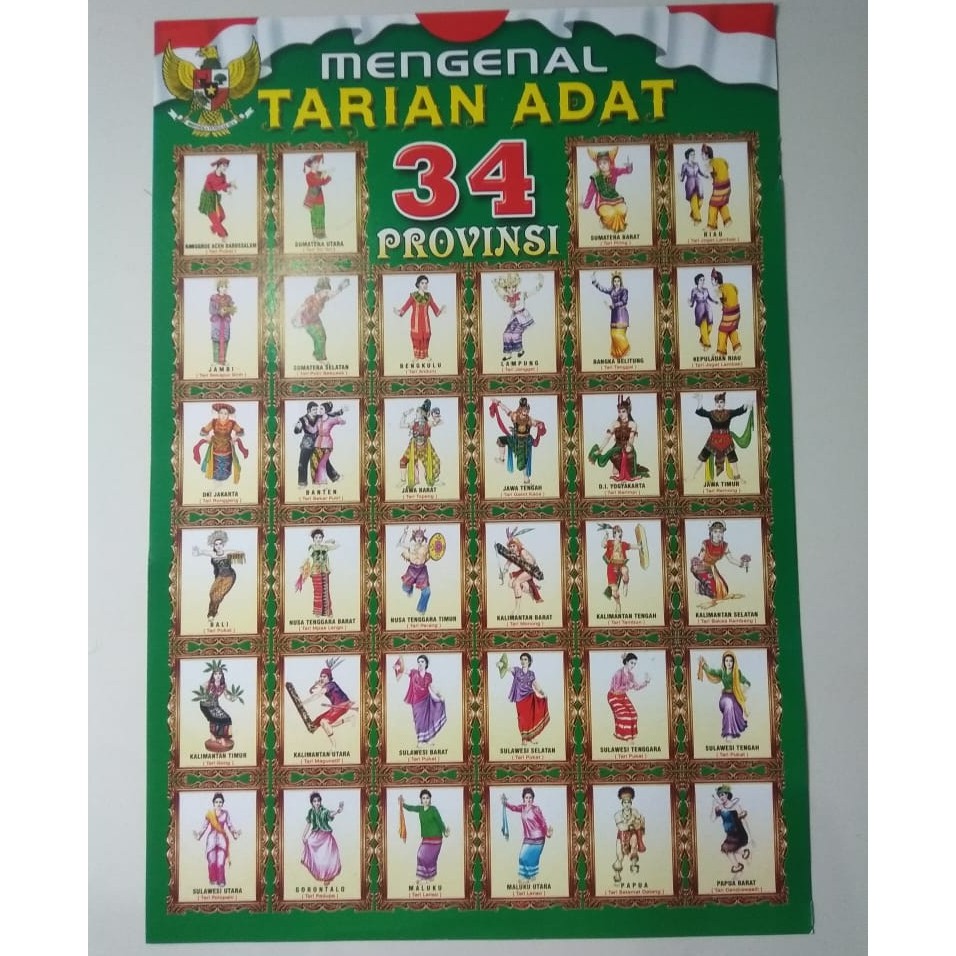 Jual Poster Tema Tarian Adat 34 Provinsi Shopee Indonesia