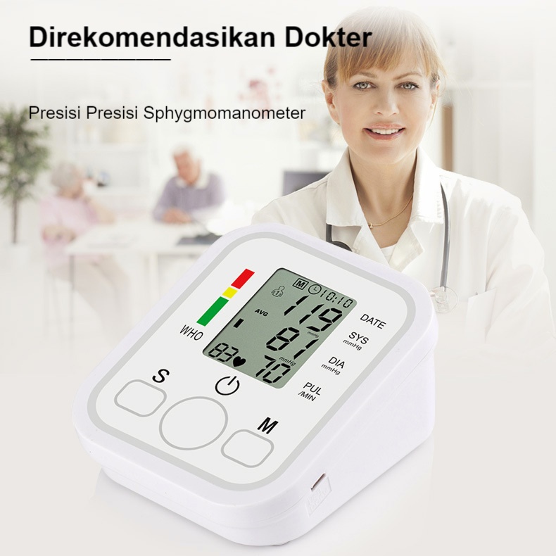 ITS Tensi darah digital otomatis akurat Gaya Lengan Sepenuhnya Otomatis Sphygmomanometer Monitor Tekanan Darah Tampilan LED besar  Sepenuhnya otomatis  alat tensi darah digital akurat lengkap ori