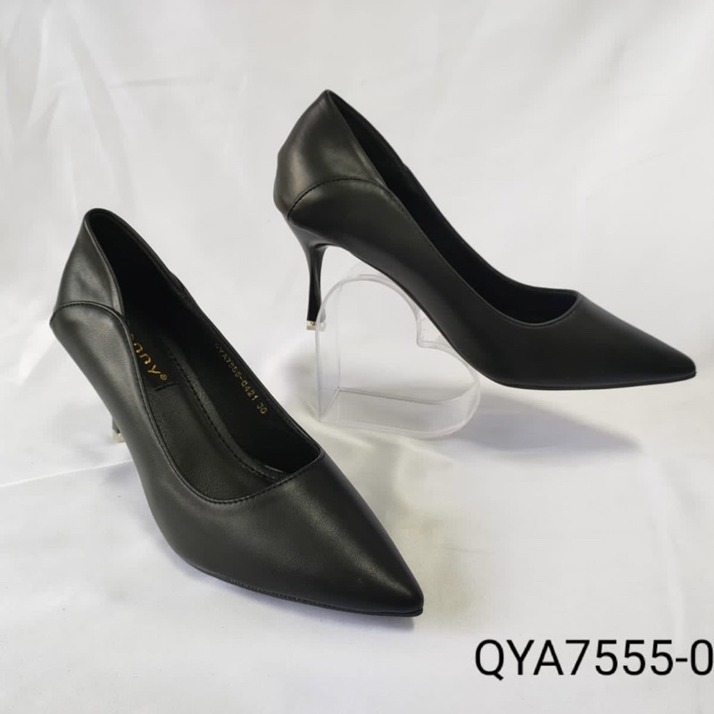 Pump heels Full black matte doff 7cm high heels by genny Import high quality fashion shoes sepatu wa