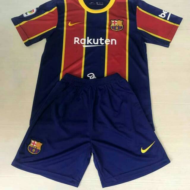 Stelan Setelan Jersey Kaos Baju  Bola  Barca Barcelona Home 