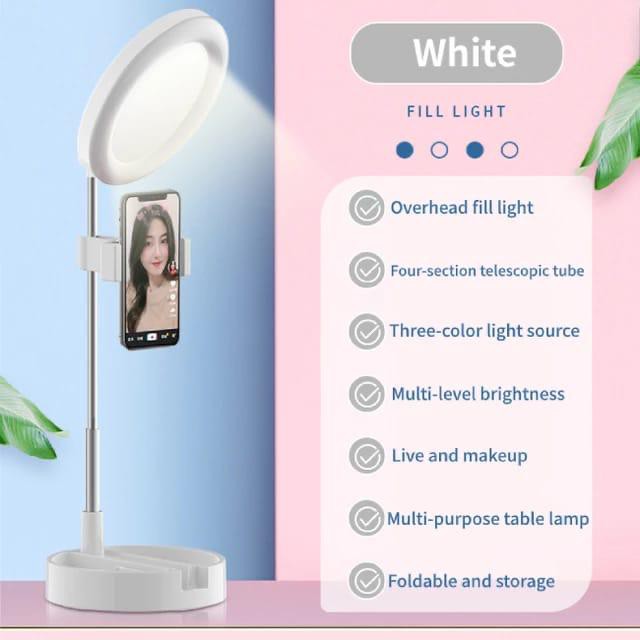 Live beauty Lamp D1,D2,dan D3 Make up Mirror Ring Light Phone Holder Kaca