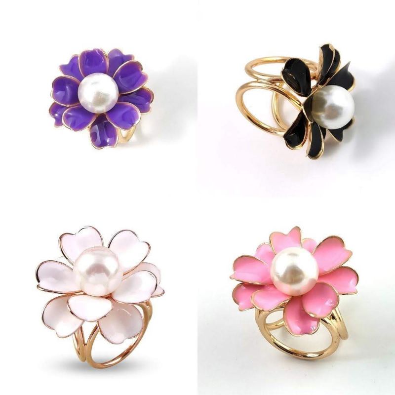 Ring Hijab Bunga - Cincin Kerudung - Ring Syal Scarf-3
